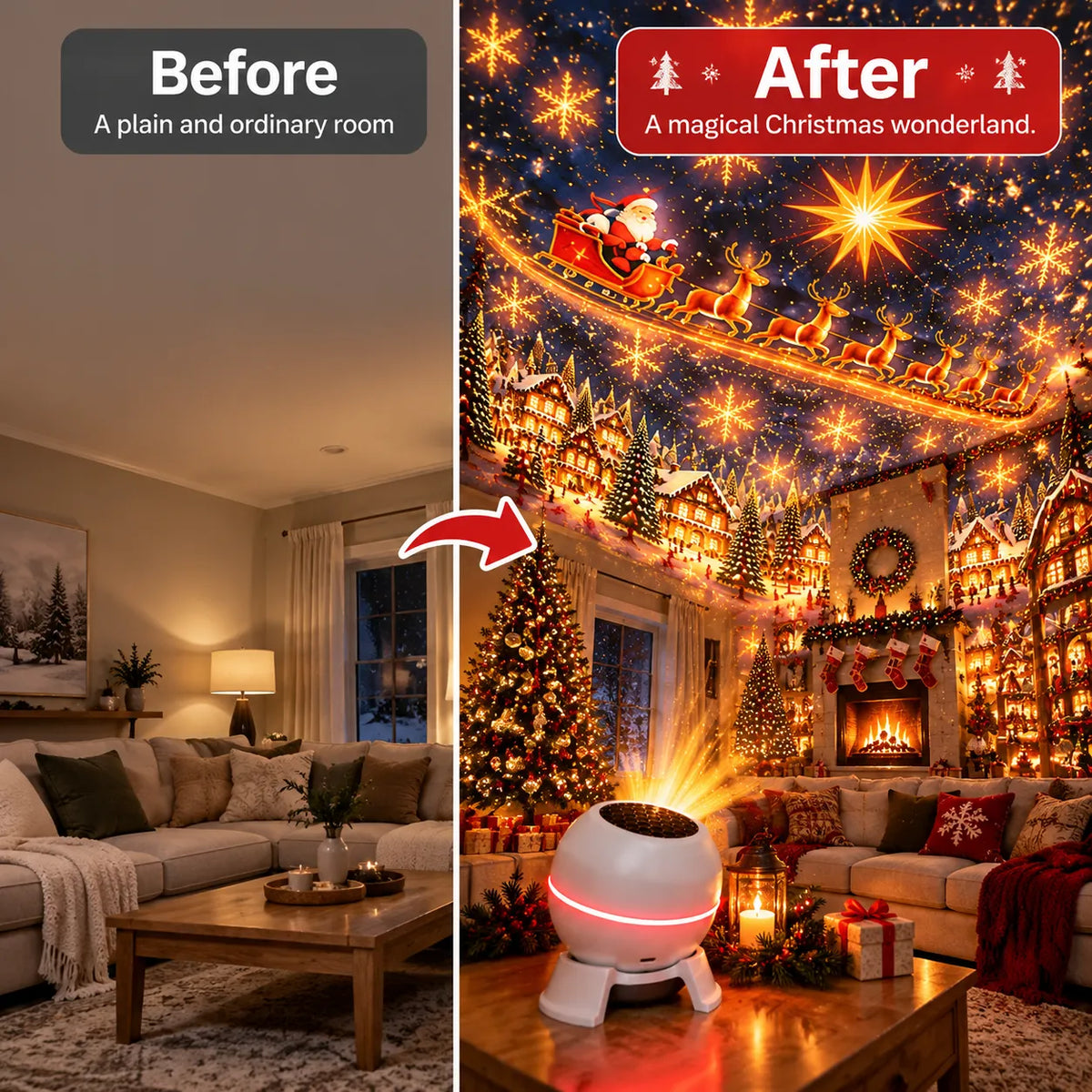 Sooplix 🔥 Turn Any Room Into a Christmas Wonderland – Holiday Projection Night Light