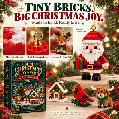 Metatoolskit🎄 24-Day Mini Christmas Ornament Advent Calendar | 24 unique festive buildable designs with hanging loops—perfect for decorating Christmas trees, wreaths, and holiday displays 🧱