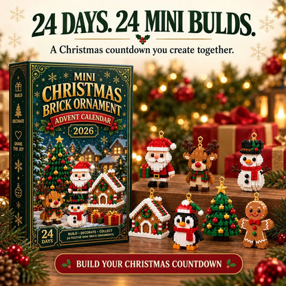 Metatoolskit🎄 24-Day Mini Christmas Ornament Advent Calendar | 24 unique festive buildable designs with hanging loops—perfect for decorating Christmas trees, wreaths, and holiday displays 🧱