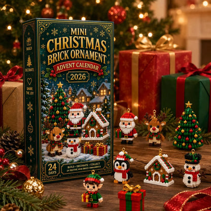 Metatoolskit🎄 24-Day Mini Christmas Ornament Advent Calendar | 24 unique festive buildable designs with hanging loops—perfect for decorating Christmas trees, wreaths, and holiday displays 🧱