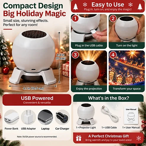 Marssirace 🎅 Turn Any Room Into a Christmas Wonderland – Holiday Projection Night Light